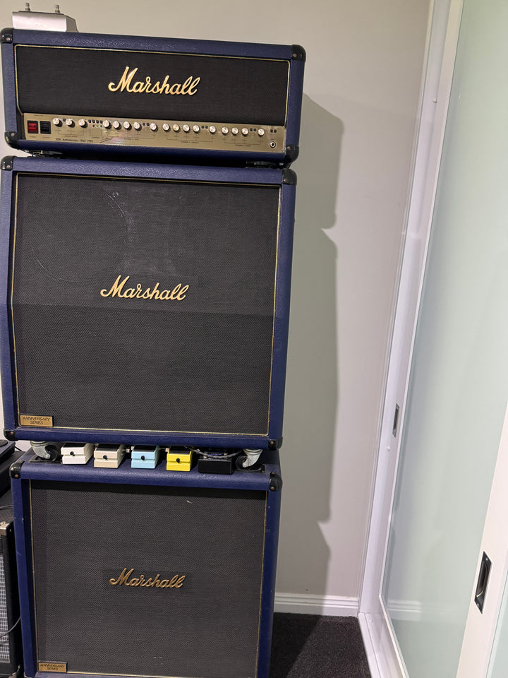 Marshall 30th Anniversary Brass Chassis 6100LE Blue Tolex Full Stack